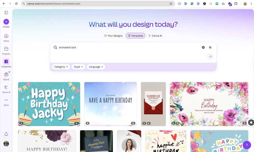 contoh kad digital yang dibuat menggunakan canva